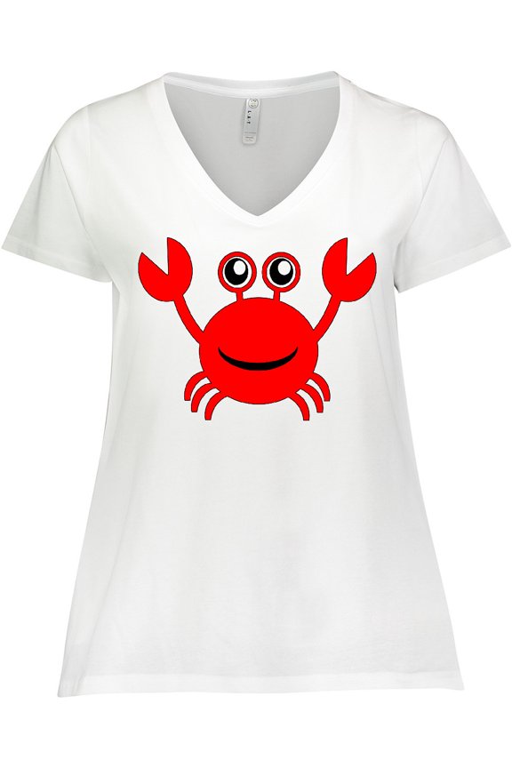 Cute Red Crab Women's Plus Size V-Neck T-Shirt