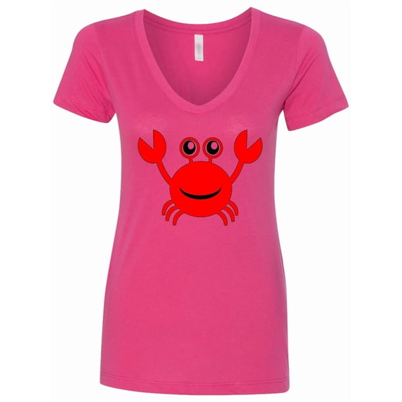 Inktastic Cute Red Crab Women's V-Neck T-Shirt