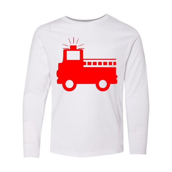 Inktastic Cute Red Firetruck Long Sleeve Youth T-Shirt