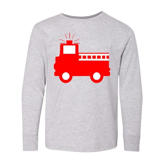 Inktastic Cute Red Firetruck Long Sleeve Youth T-Shirt