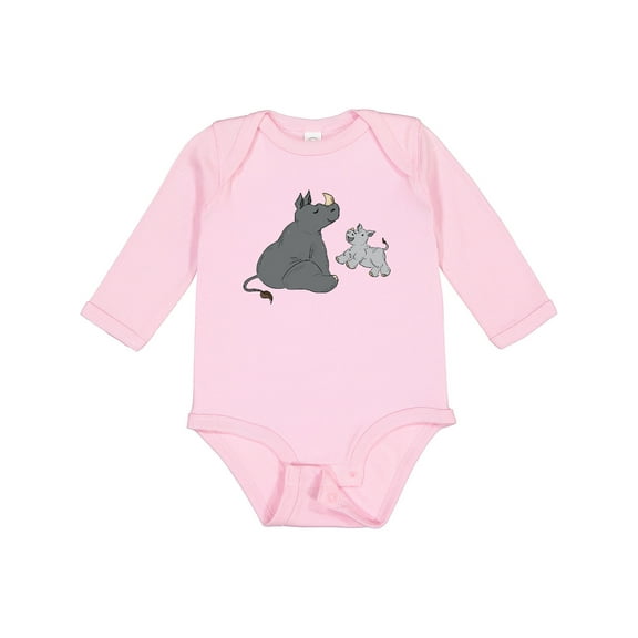 Inktastic Cute Rhinos Boys or Girls Long Sleeve Baby Bodysuit