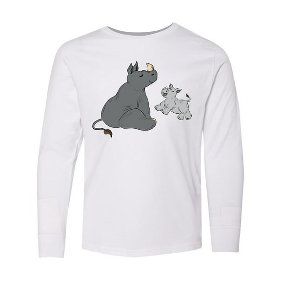 Inktastic Cute Rhinos Long Sleeve Youth T-Shirt