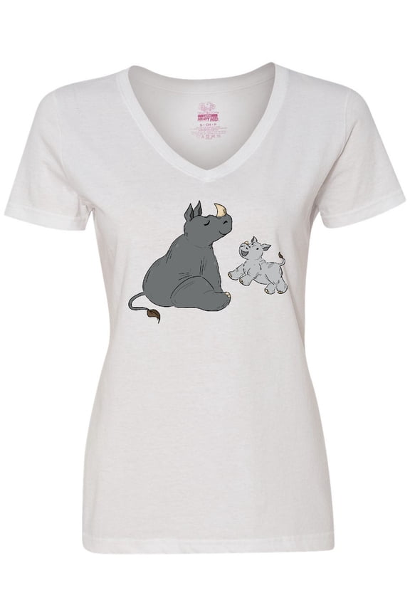 Cute Rhinos Women's V-Neck T-Shirt