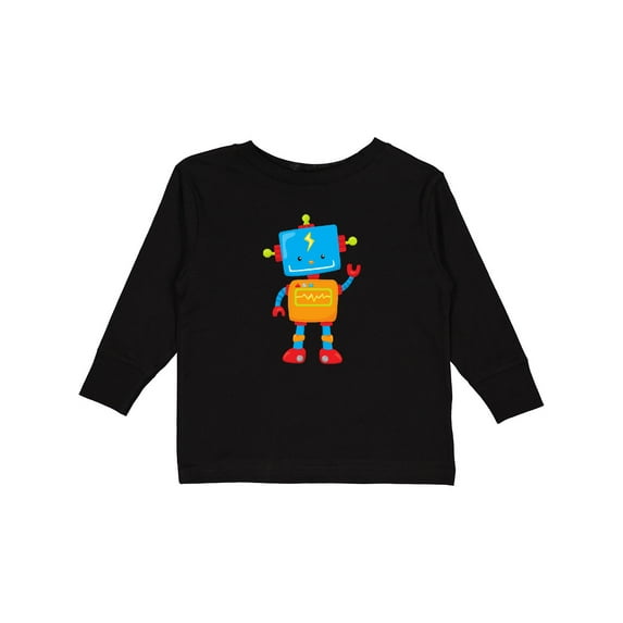 Inktastic Cute Robot, Colorful Robot, Funny Robot, Robotics Boys or Girls Long Sleeve Toddler T-Shirt
