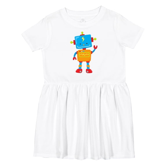Inktastic Cute Robot, Colorful Robot, Funny Robot, Robotics Girls Toddler Dress