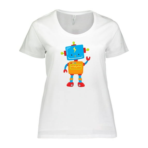 Inktastic Cute Robot, Colorful Robot, Funny Robot, Robotics Women's Plus Size T-Shirt