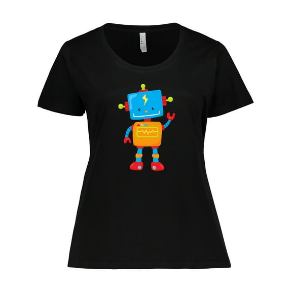 Inktastic Cute Robot, Colorful Robot, Funny Robot, Robotics Women's Plus Size T-Shirt