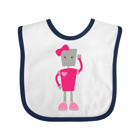Inktastic Cute Robot, Funny Robot, Girl Robot, Pink Robot Girls Baby Bib