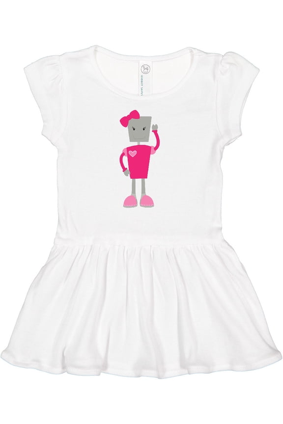 Cute Robot, Girl Robot, Pink Robot With Ribbon Girls Baby Dress