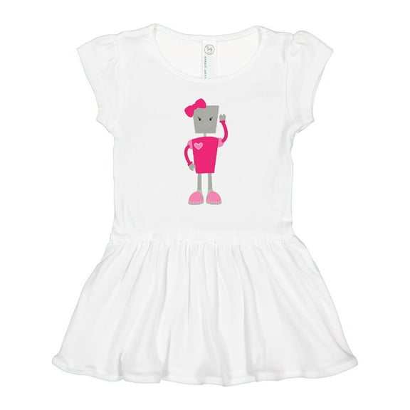 Inktastic Cute Robot, Girl Robot, Pink Robot With Ribbon Girls Toddler Dress