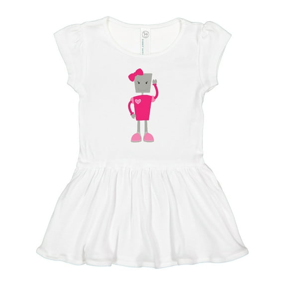 Inktastic Cute Robot, Girl Robot, Pink Robot With Ribbon Girls Toddler Dress