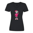 thumbnail image 1 of Inktastic Cute Robot, Girl Robot, Pink Robot With Ribbon Women's V-Neck T-Shirt, 1 of 5