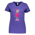 thumbnail image 1 of Inktastic Cute Robot, Girl Robot, Pink Robot With Ribbon Women's V-Neck T-Shirt, 1 of 5