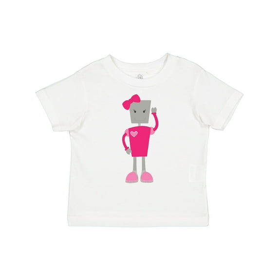 Inktastic Cute Robot, Girl Robot, Pink Robot with Ribbon Girls Toddler T-Shirt