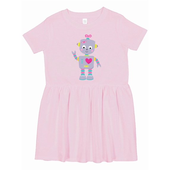 Inktastic Cute Robot, Purple Robot, Funny Robot, Silly Robot Girls Toddler Dress