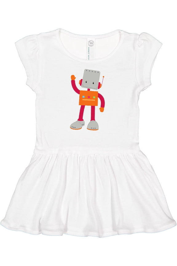 Cute Robot, Smiling Robot, Colorful Robot Girls Baby Dress
