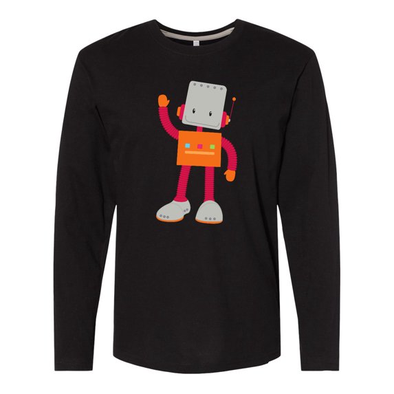 Inktastic Cute Robot, Smiling Robot, Colorful Robot Long Sleeve T-Shirt