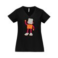thumbnail image 1 of Inktastic Cute Robot, Smiling Robot, Colorful Robot Women's Plus Size V-Neck T-Shirt, 1 of 5