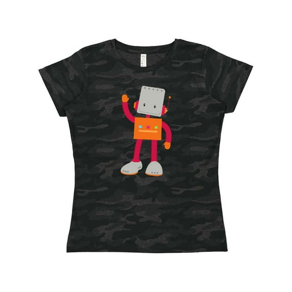 Inktastic Cute Robot, Smiling Robot, Colorful Robot Women's T-Shirt