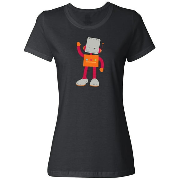 Inktastic Cute Robot, Smiling Robot, Colorful Robot Women's T-Shirt