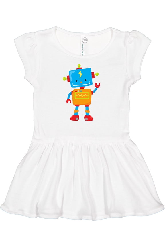 Cute Robot, Waving Robot, Colorful Robot Girls Baby Dress