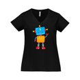 thumbnail image 1 of Inktastic Cute Robot, Waving Robot, Colorful Robot Women's Plus Size V-Neck T-Shirt, 1 of 5
