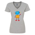 thumbnail image 1 of Inktastic Cute Robot, Waving Robot, Colorful Robot Women's V-Neck T-Shirt, 1 of 5