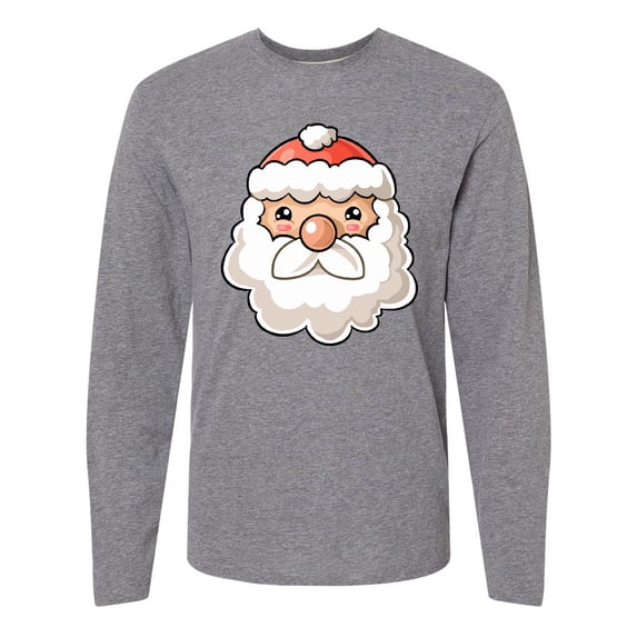 Inktastic Cute Santa Claus Face Long Sleeve T-Shirt