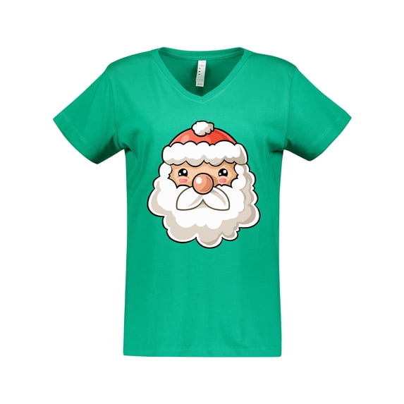 Inktastic Cute Santa Claus Face Women's V-Neck T-Shirt