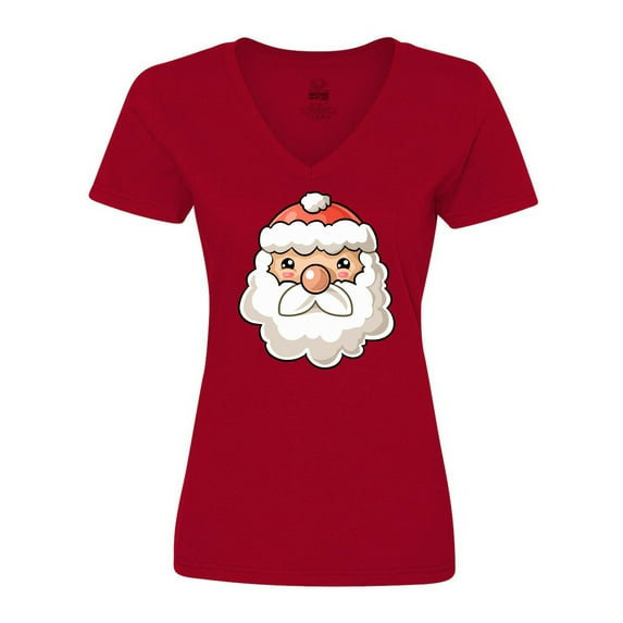 Inktastic Cute Santa Claus Face Women's V-Neck T-Shirt