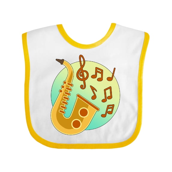 Inktastic Cute Saxophone with Musical Notes Boys or Girls Baby Bib
