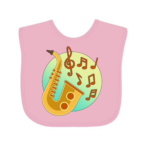 Inktastic Cute Saxophone with Musical Notes Boys or Girls Baby Bib