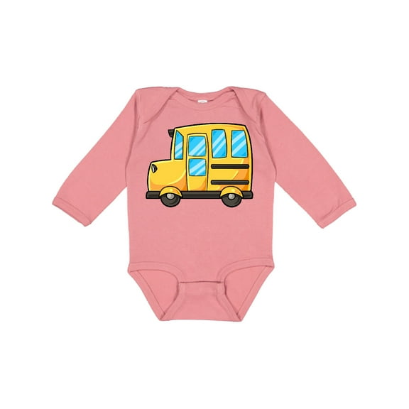 Inktastic Cute School Bus Boys or Girls Long Sleeve Baby Bodysuit
