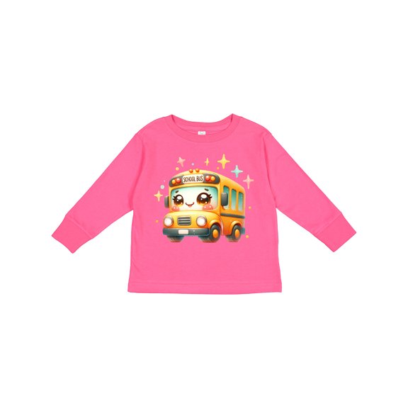 Inktastic Cute School Bus Boys or Girls Long Sleeve Toddler T-Shirt