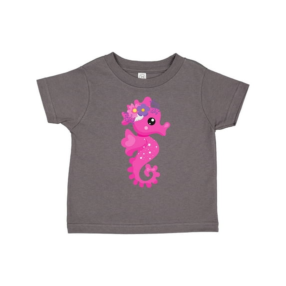 Inktastic Cute Seahorse, Pink Seahorse, Flowers, Seashell Boys or Girls Toddler T-Shirt