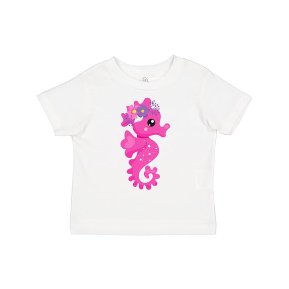 Inktastic Cute Seahorse, Pink Seahorse, Flowers, Seashell Boys or Girls Toddler T-Shirt