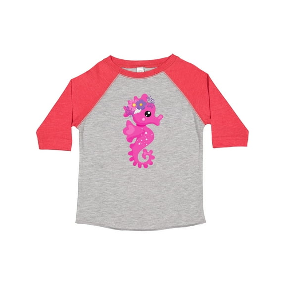 Inktastic Cute Seahorse, Pink Seahorse, Flowers, Seashell Boys or Girls Toddler T-Shirt