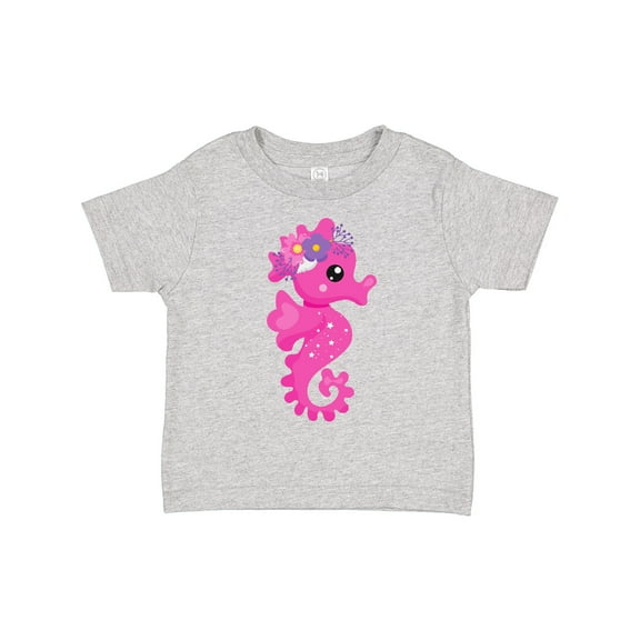 Inktastic Cute Seahorse, Pink Seahorse, Flowers, Seashell Boys or Girls Toddler T-Shirt