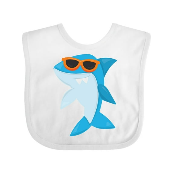 Inktastic Cute Shark, Cool Shark, Shark with Sunglasses Boys or Girls Baby Bib