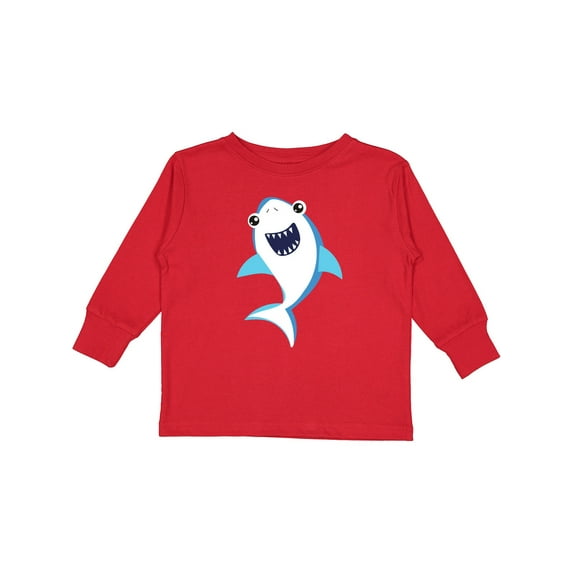 Inktastic Cute Shark, Little Shark, Blue Shark, Sea Animal Boys or Girls Long Sleeve Toddler T-Shirt