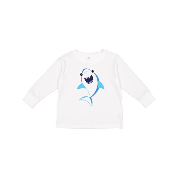 Inktastic Cute Shark, Little Shark, Blue Shark, Sea Animal Boys or Girls Long Sleeve Toddler T-Shirt