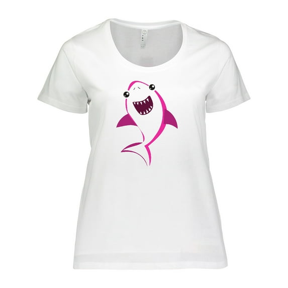 Inktastic Cute Shark, Little Shark, Pink Shark Women's Plus Size T-Shirt