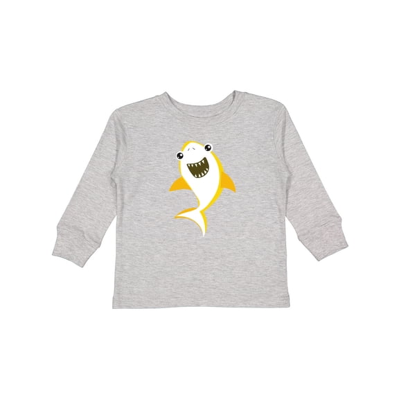Inktastic Cute Shark, Little Shark, Yellow Shark, Sea Animal Boys or Girls Long Sleeve Toddler T-Shirt
