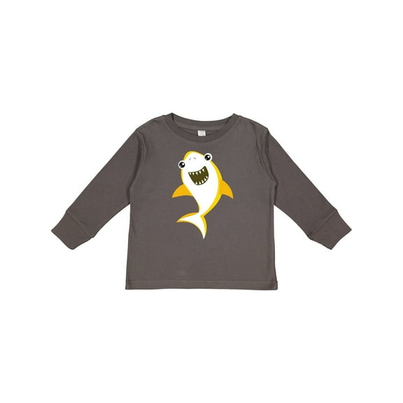 Inktastic Cute Shark, Little Shark, Yellow Shark, Sea Animal Boys or Girls Long Sleeve Toddler T-Shirt