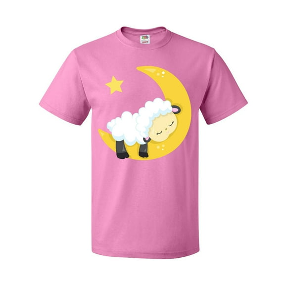 Inktastic Cute Sheep Sleeping On The Moon, White Sheep, Star T-Shirt