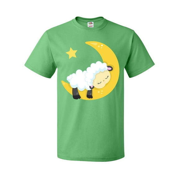 Inktastic Cute Sheep Sleeping On The Moon, White Sheep, Star T-Shirt