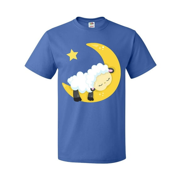 Inktastic Cute Sheep Sleeping On The Moon, White Sheep, Star T-Shirt