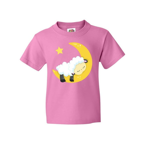 Inktastic Cute Sheep Sleeping On The Moon, White Sheep, Star Youth T-Shirt