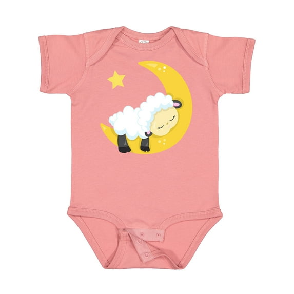 Inktastic Cute Sheep, Sleeping Sheep, Moon, Stars, Sleepy Boys or Girls Baby Bodysuit