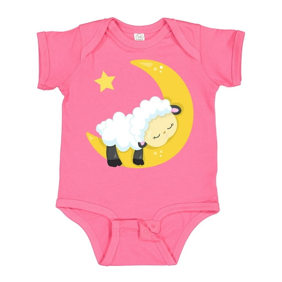 Inktastic Cute Sheep, Sleeping Sheep, Moon, Stars, Sleepy Boys or Girls Baby Bodysuit
